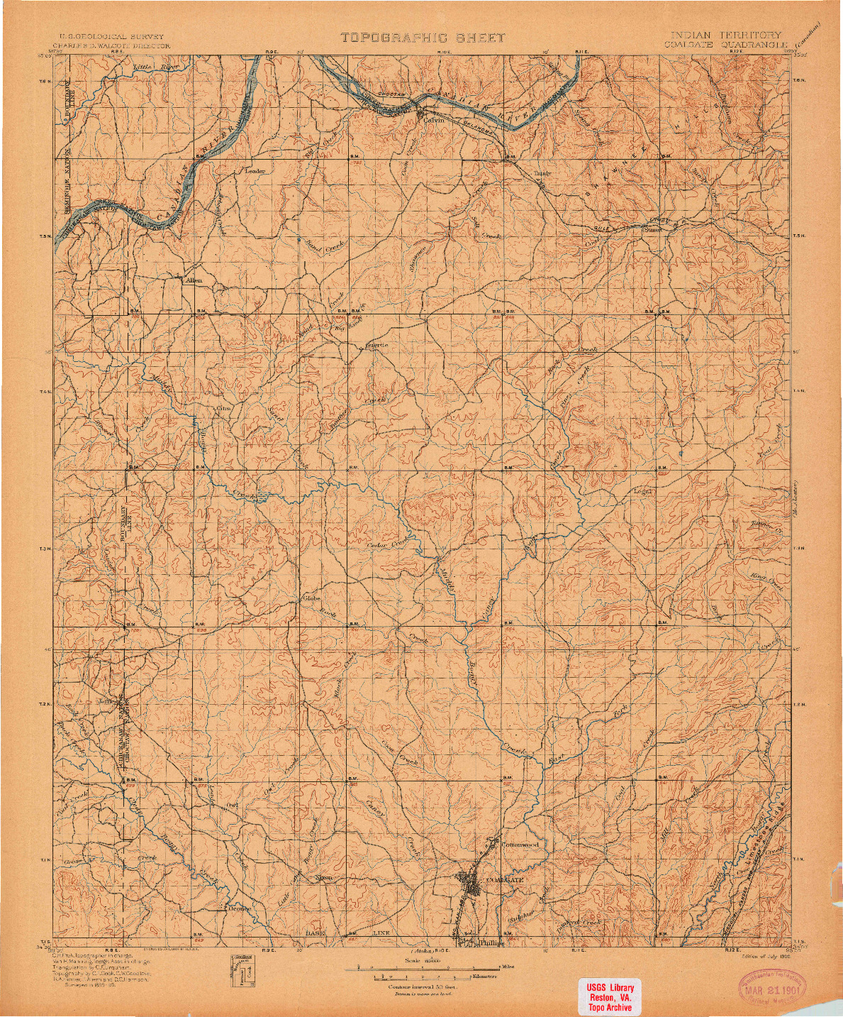 USGS 1:125000-SCALE QUADRANGLE FOR COALGATE, OK 1900