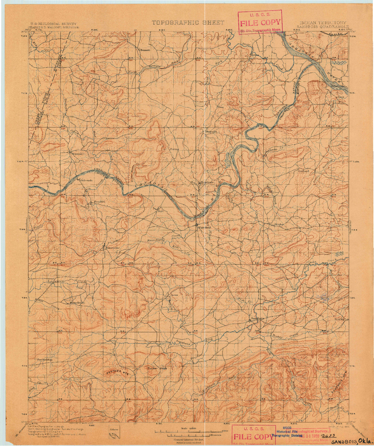 USGS 1:125000-SCALE QUADRANGLE FOR SANSBOIS, OK 1900