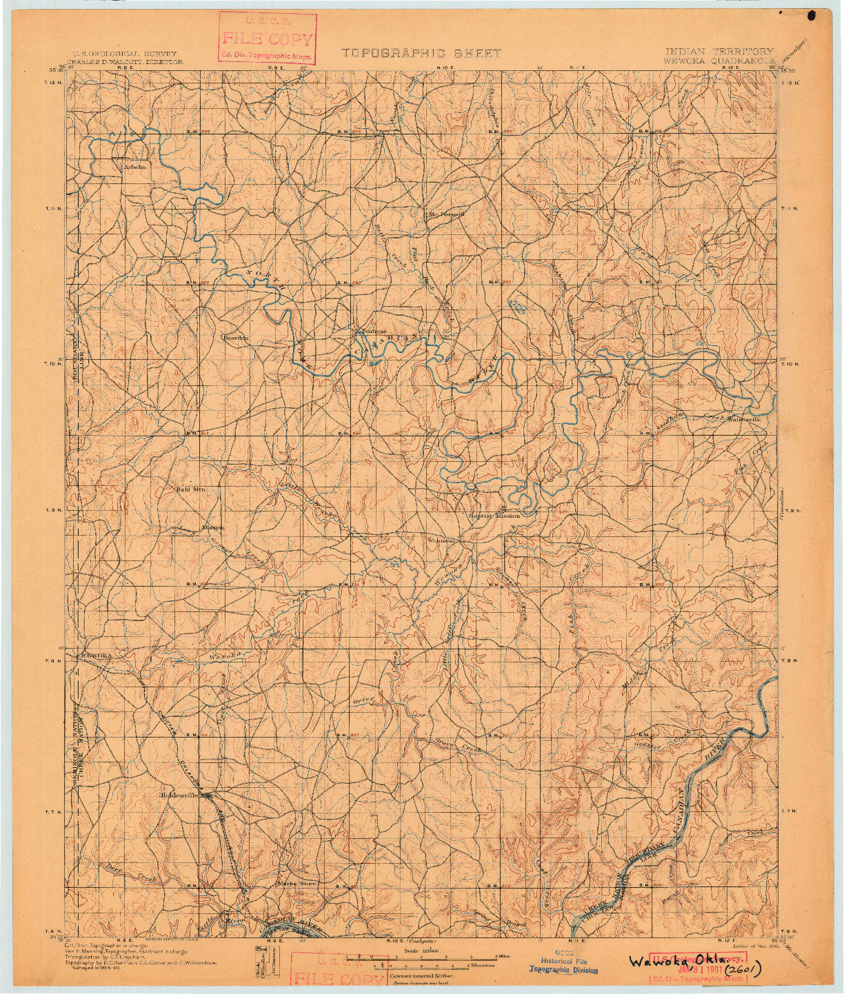 USGS 1:125000-SCALE QUADRANGLE FOR WEWOKA, OK 1900