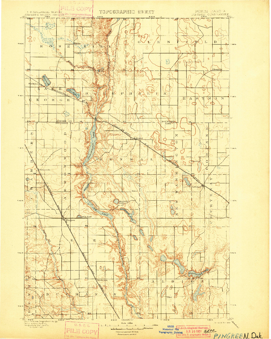 USGS 1:125000-SCALE QUADRANGLE FOR PINGREE, ND 1900