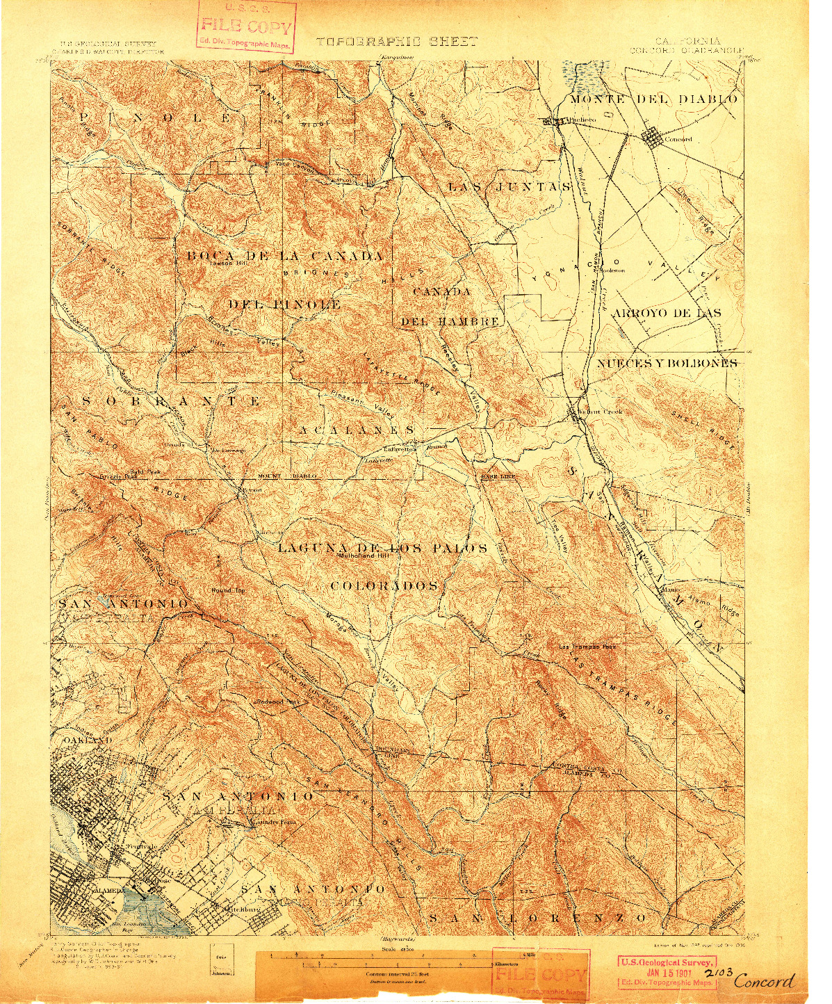 USGS 1:62500-SCALE QUADRANGLE FOR CONCORD, CA 1897