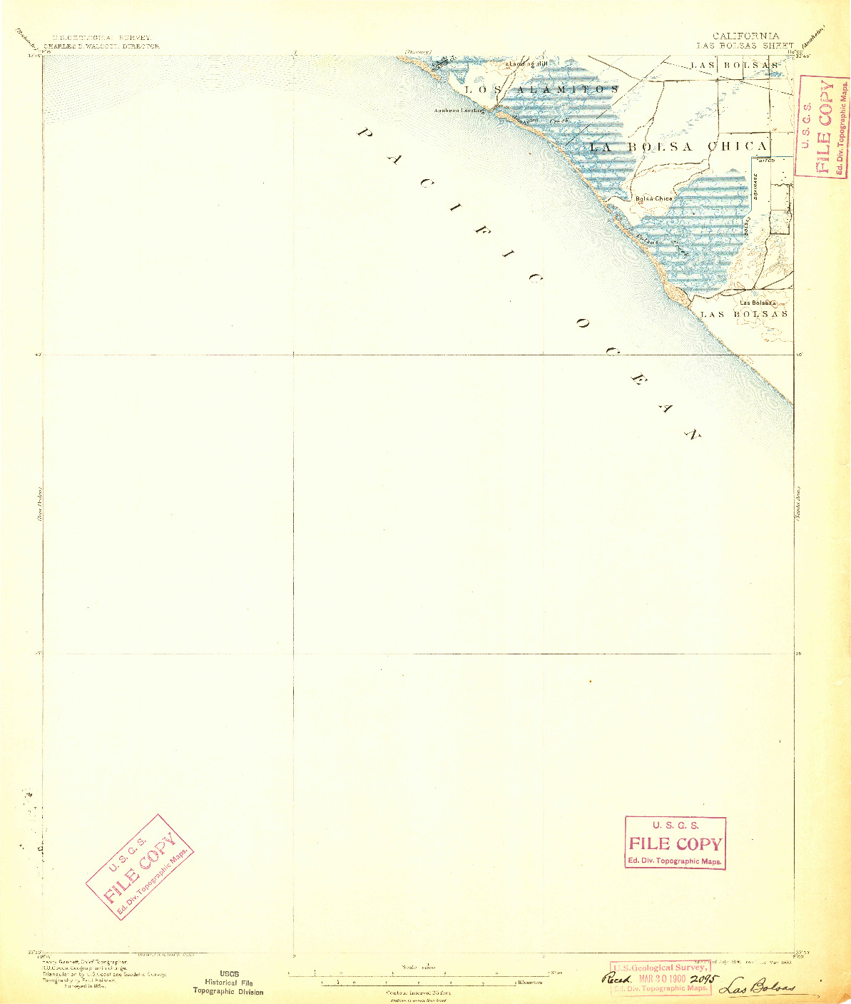 USGS 1:62500-SCALE QUADRANGLE FOR LAS BOLSAS, CA 1896