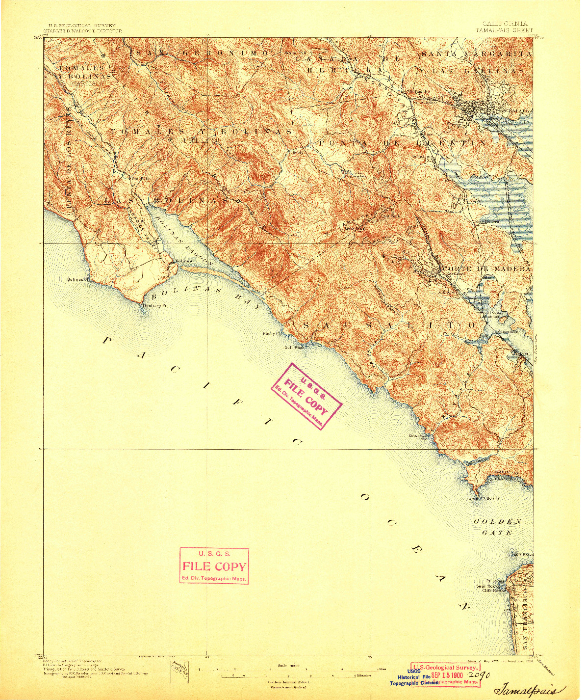 USGS 1:62500-SCALE QUADRANGLE FOR TAMALPAIS, CA 1897