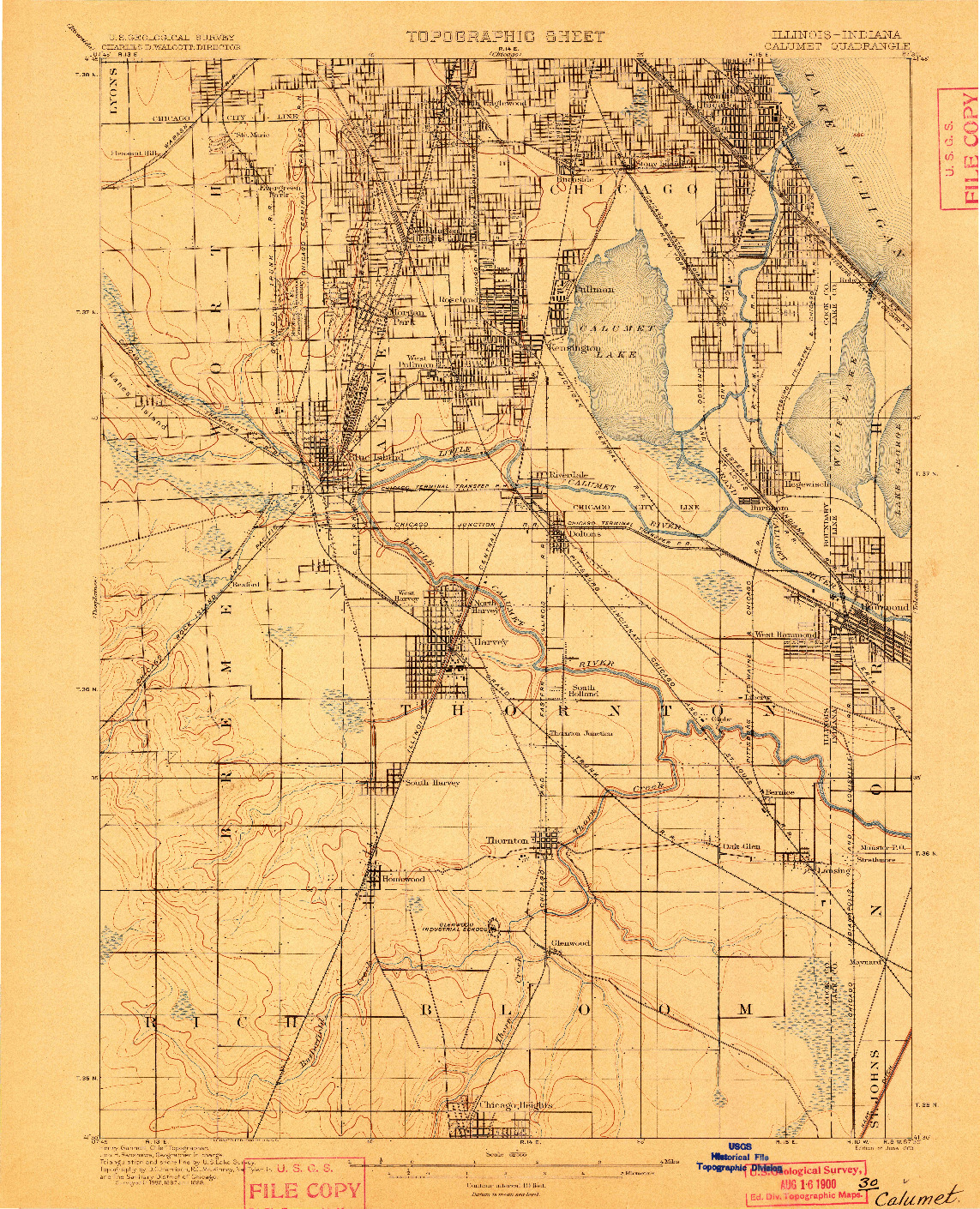 USGS 1:62500-SCALE QUADRANGLE FOR CALUMET, IL 1900