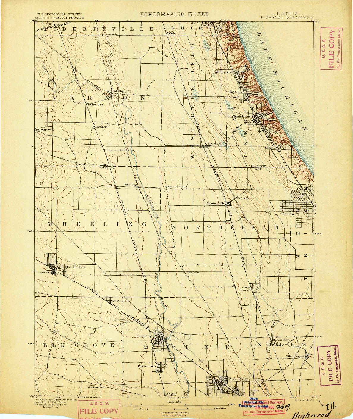 USGS 1:62500-SCALE QUADRANGLE FOR HIGHWOOD, IL 1900