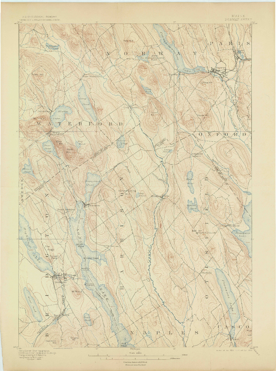 USGS 1:62500-SCALE QUADRANGLE FOR NORWAY, ME 1896