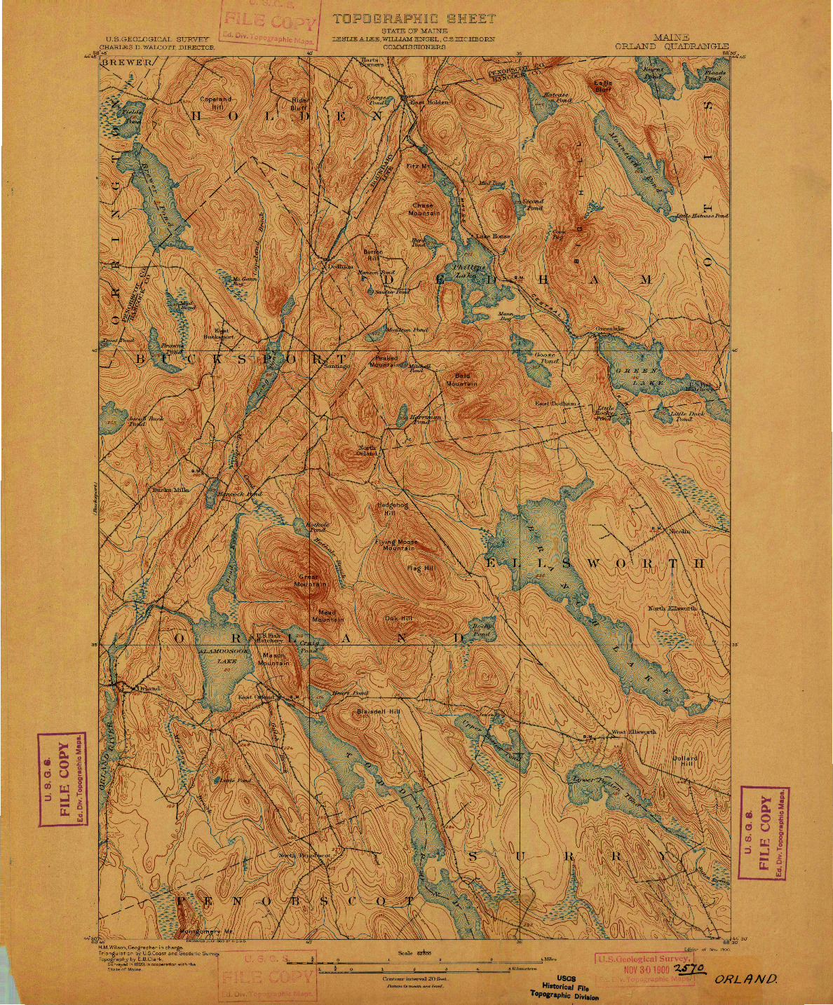 USGS 1:62500-SCALE QUADRANGLE FOR ORLAND, ME 1900