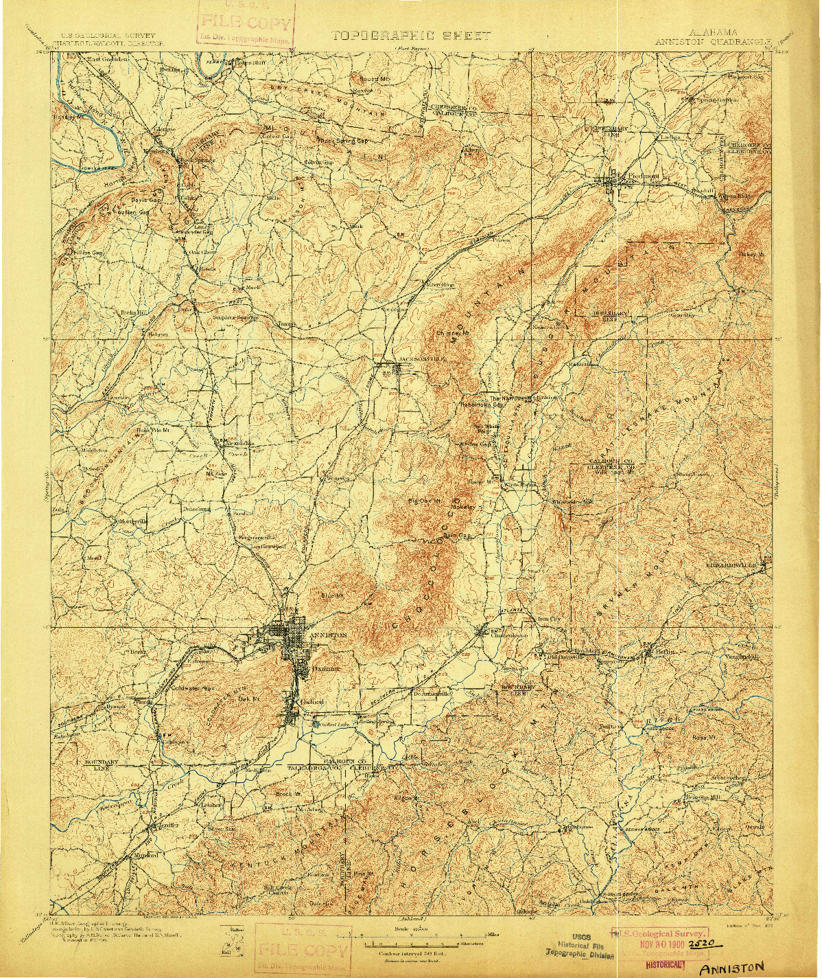 USGS 1:125000-SCALE QUADRANGLE FOR ANNISTON, AL 1900