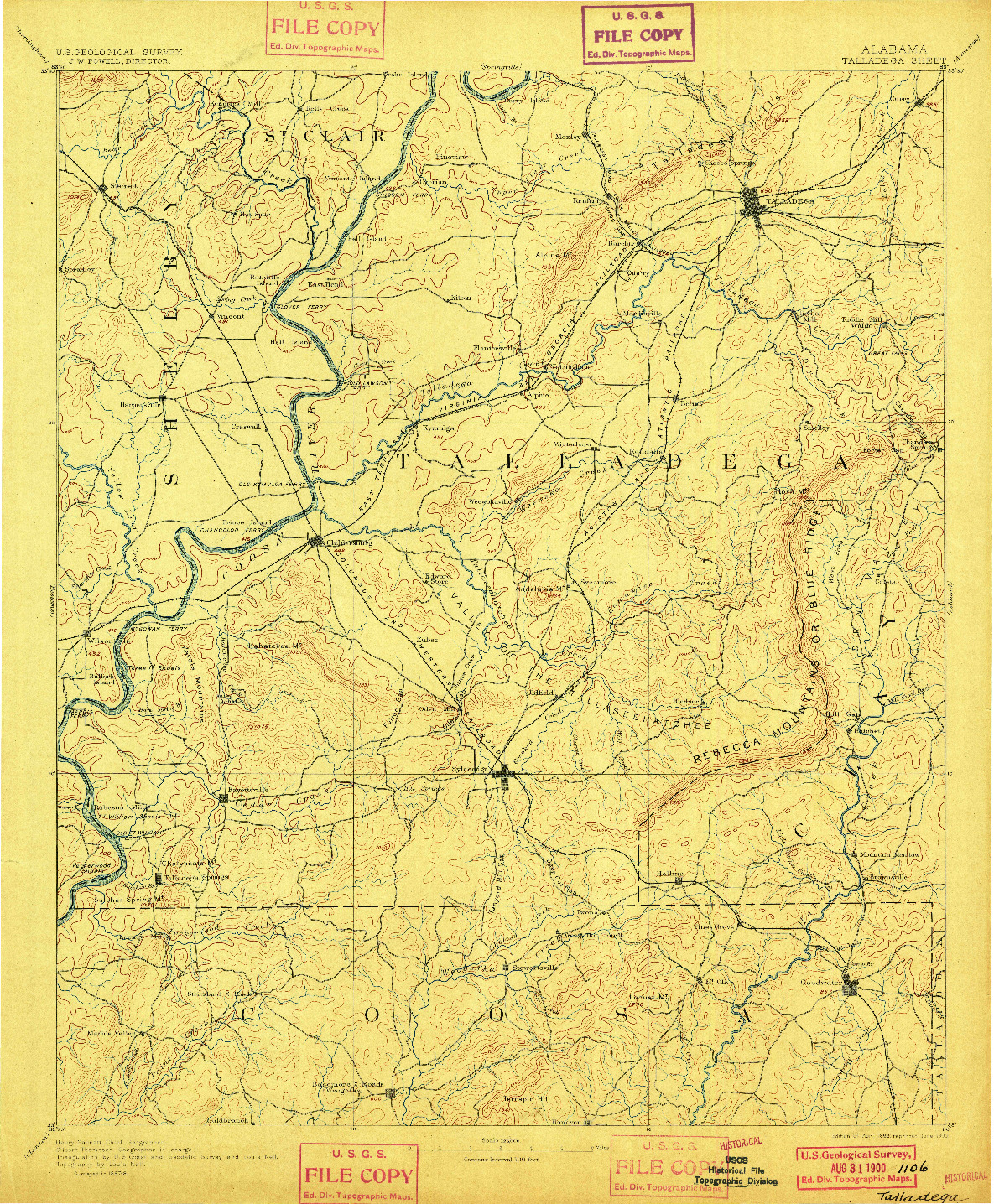 USGS 1:125000-SCALE QUADRANGLE FOR TALLADEGA, AL 1892