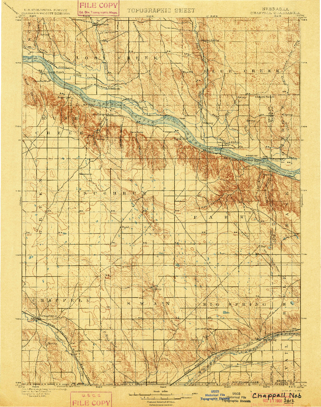 USGS 1:125000-SCALE QUADRANGLE FOR CHAPPELL, NE 1900