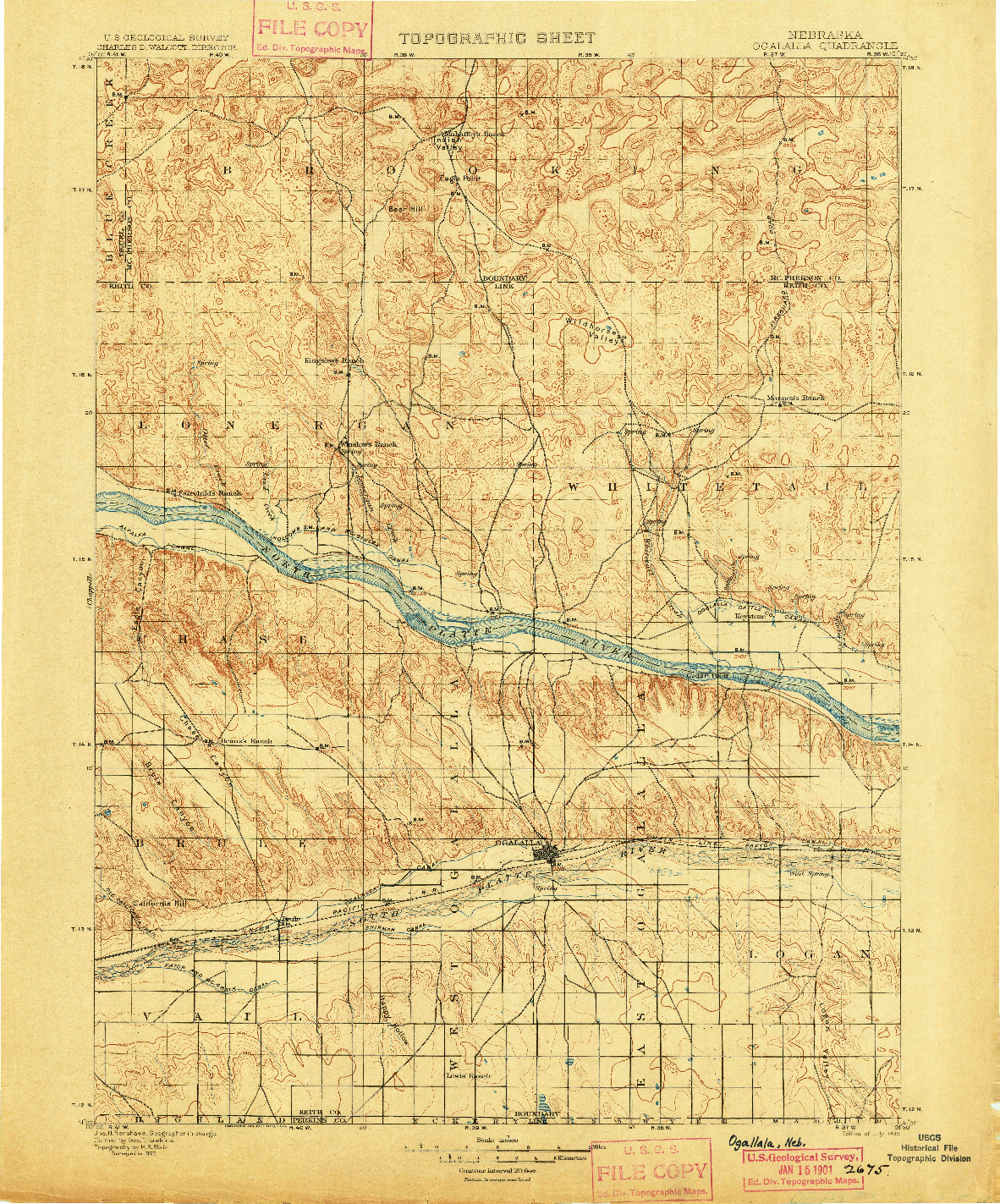 USGS 1:125000-SCALE QUADRANGLE FOR OGALLALA, NE 1900