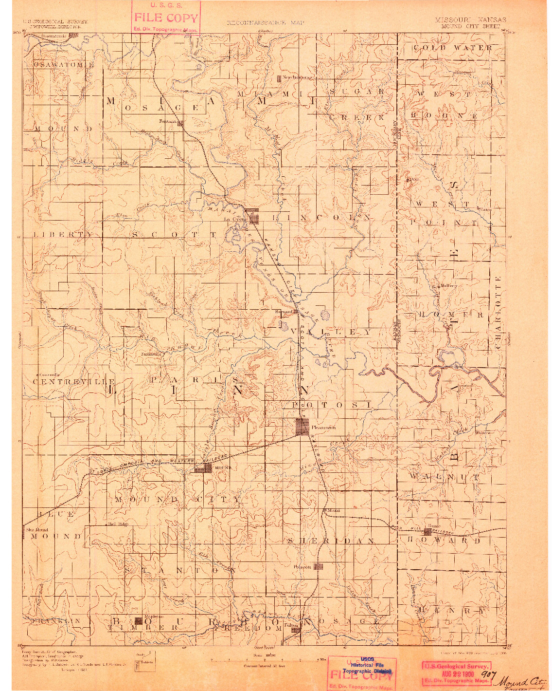 USGS 1:125000-SCALE QUADRANGLE FOR MOUND CITY, MO 1893