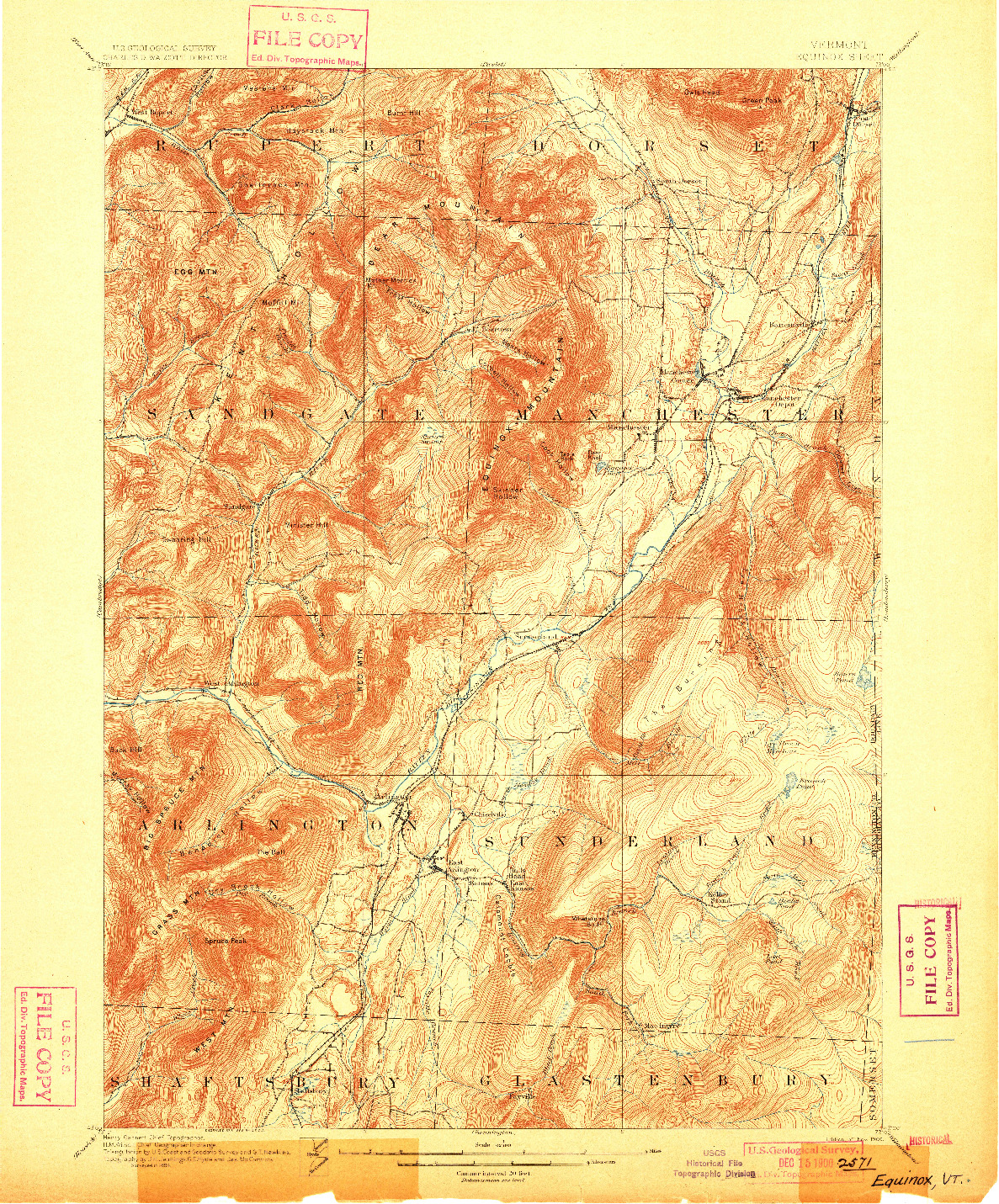 USGS 1:62500-SCALE QUADRANGLE FOR EQUINOX, VT 1900