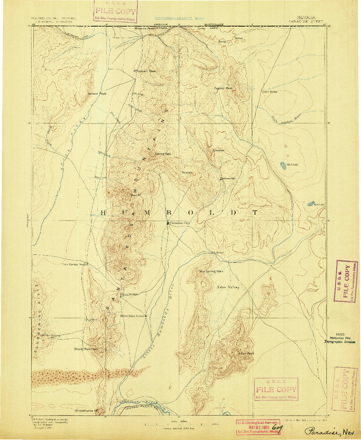 USGS 1:250000-SCALE QUADRANGLE FOR PARADISE, NV 1893