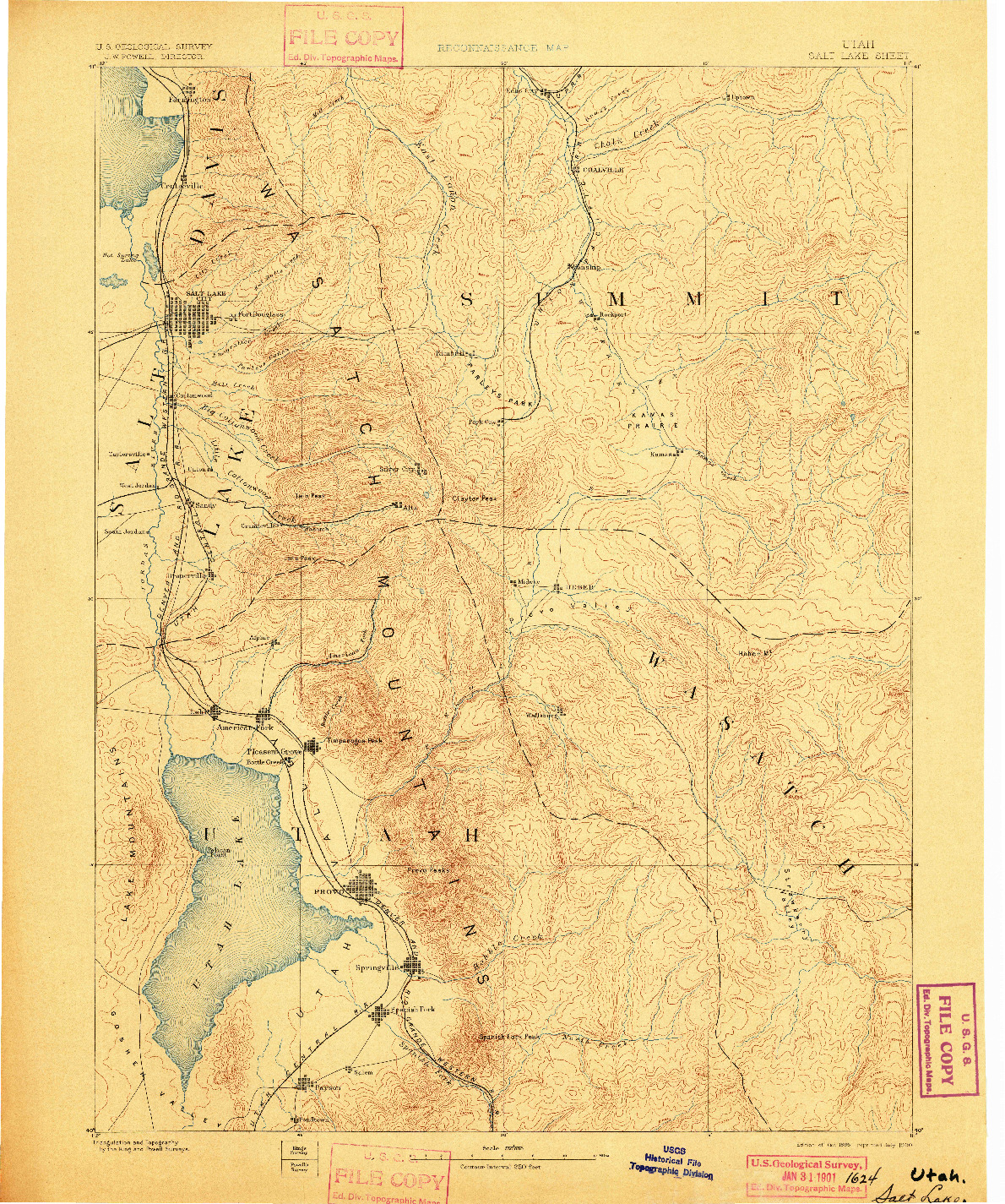 USGS 1:250000-SCALE QUADRANGLE FOR SALT LAKE, UT 1885