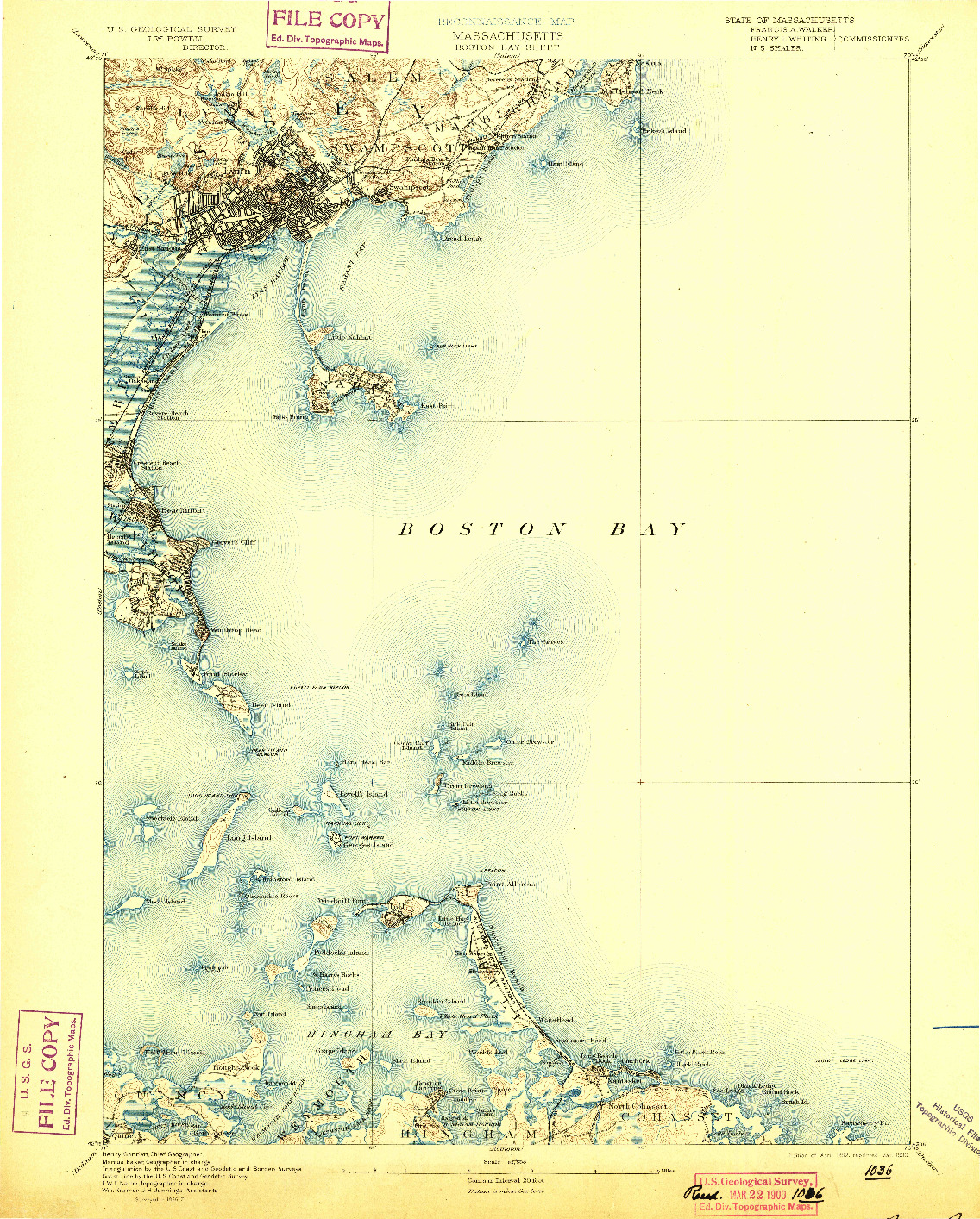 USGS 1:62500-SCALE QUADRANGLE FOR BOSTON BAY, MA 1892