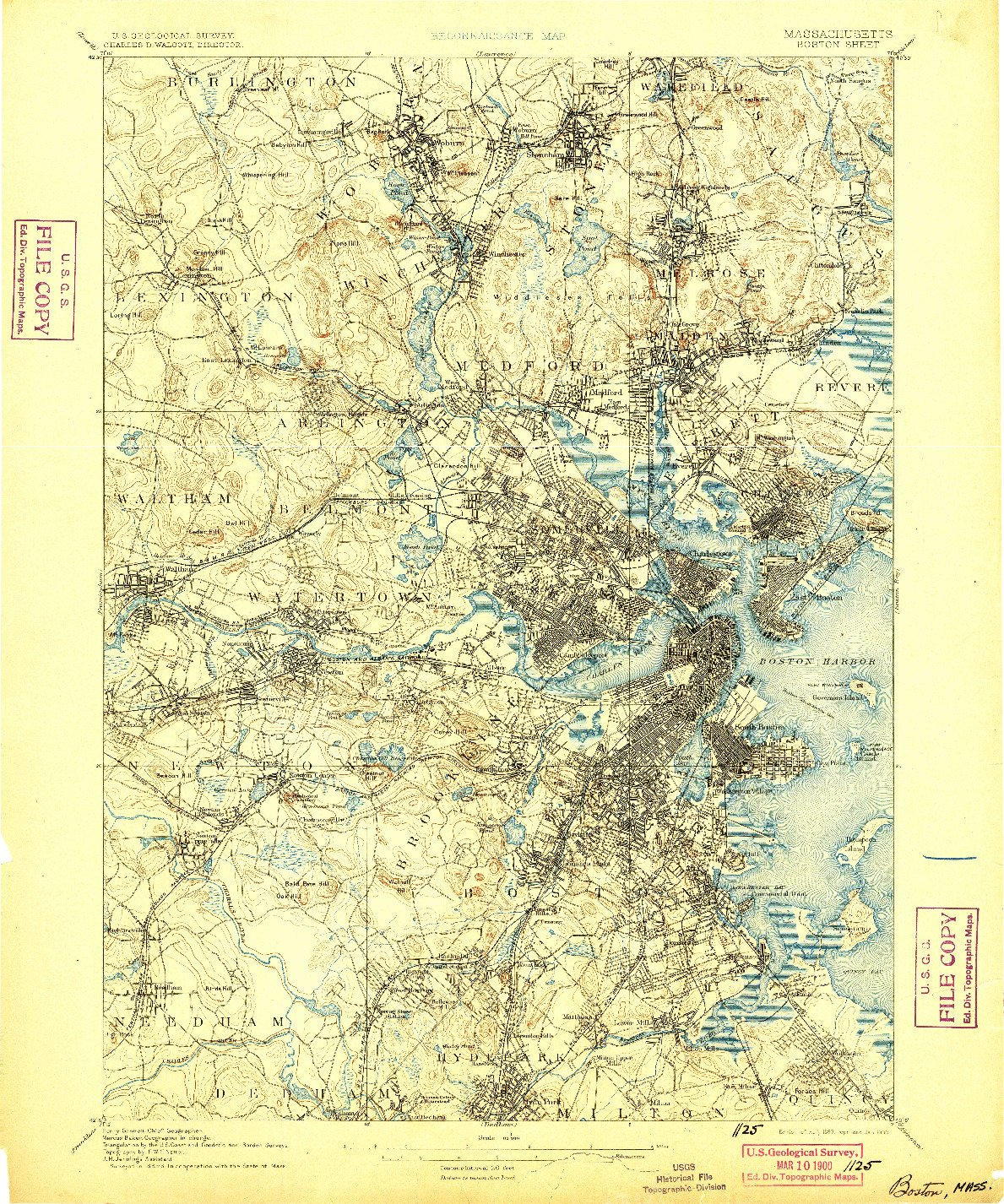 USGS 1:62500-SCALE QUADRANGLE FOR BOSTON, MA 1893