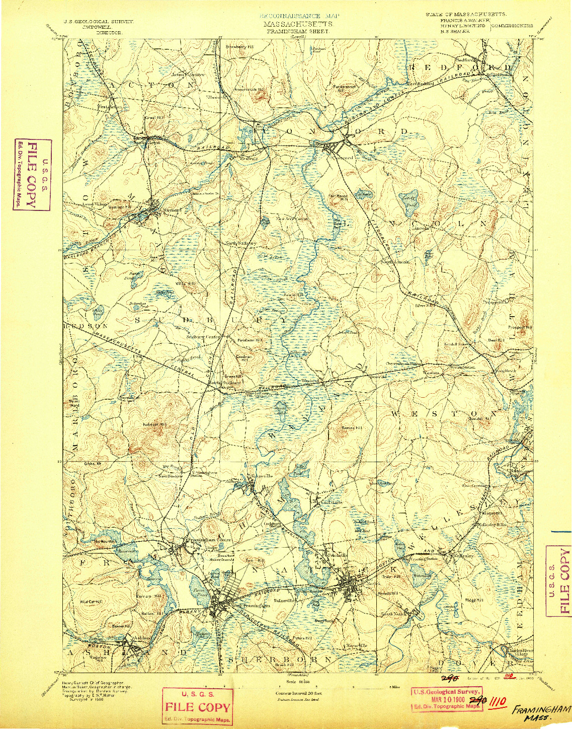 USGS 1:62500-SCALE QUADRANGLE FOR FRAMINGHAM, MA 1894