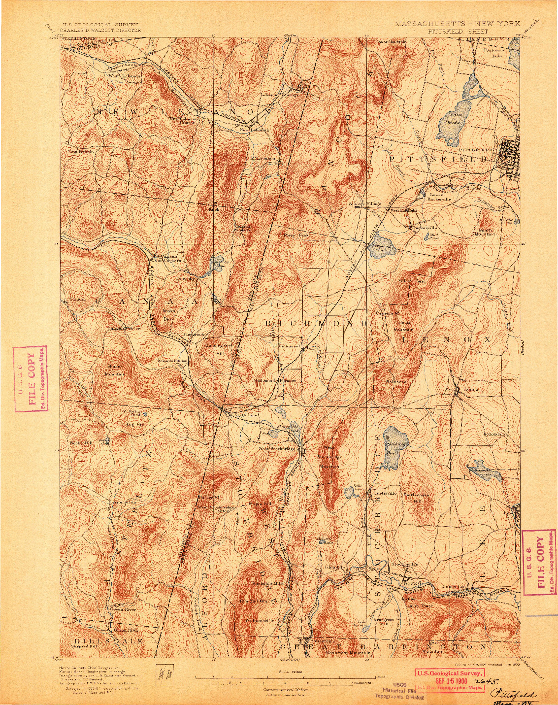 USGS 1:62500-SCALE QUADRANGLE FOR PITTSFIELD, MA 1897