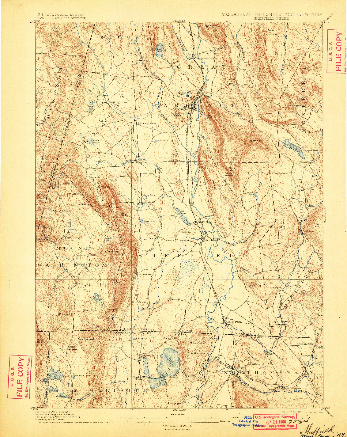 USGS 1:62500-SCALE QUADRANGLE FOR SHEFFIELD, MA 1897