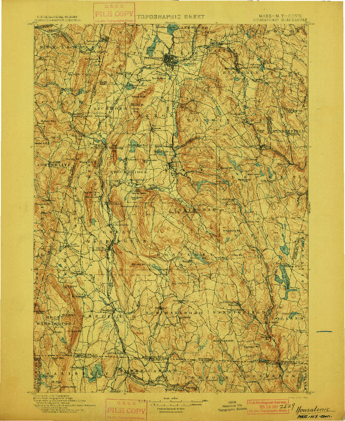 USGS 1:125000-SCALE QUADRANGLE FOR HOUSATONIC, MA 1900