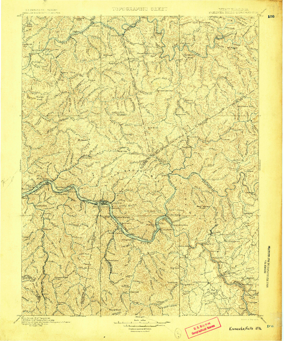 USGS 1:125000-SCALE QUADRANGLE FOR KANAWHA FALLS, WV 1900
