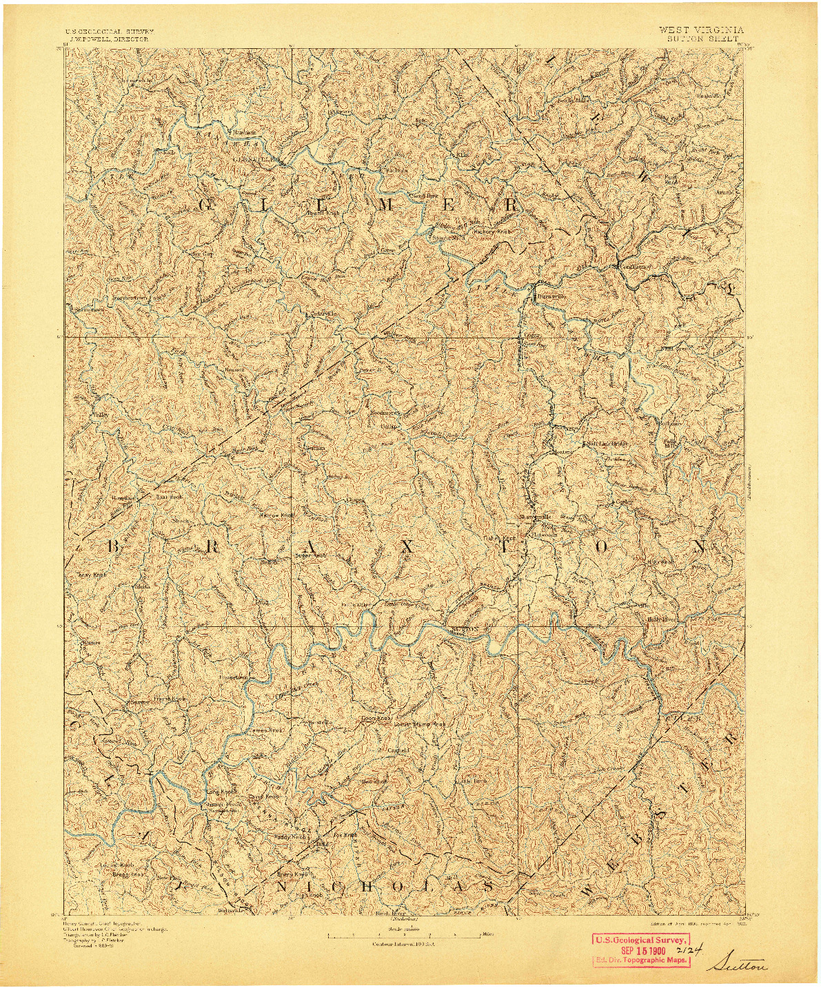 USGS 1:125000-SCALE QUADRANGLE FOR SUTTON, WV 1893