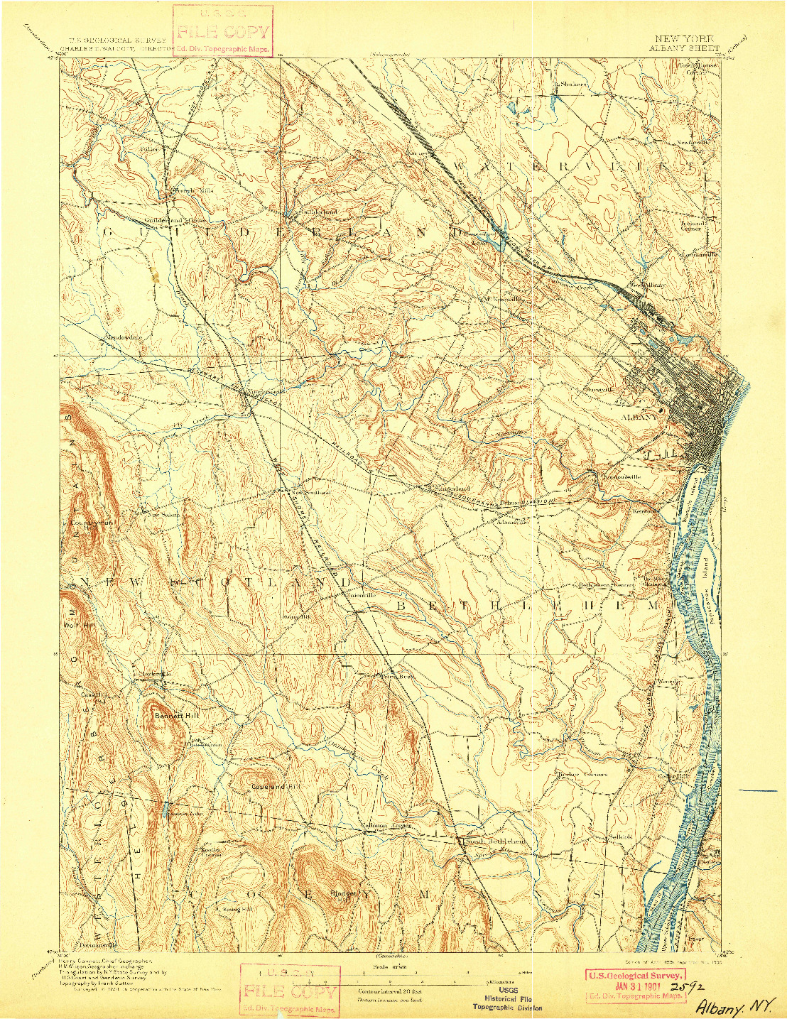 USGS 1:62500-SCALE QUADRANGLE FOR ALBANY, NY 1898