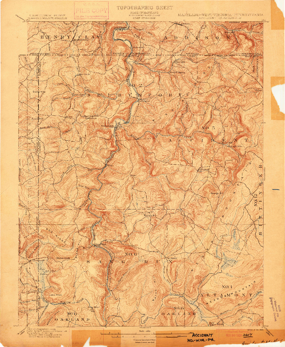 USGS 1:62500-SCALE QUADRANGLE FOR ACCIDENT, MD 1900