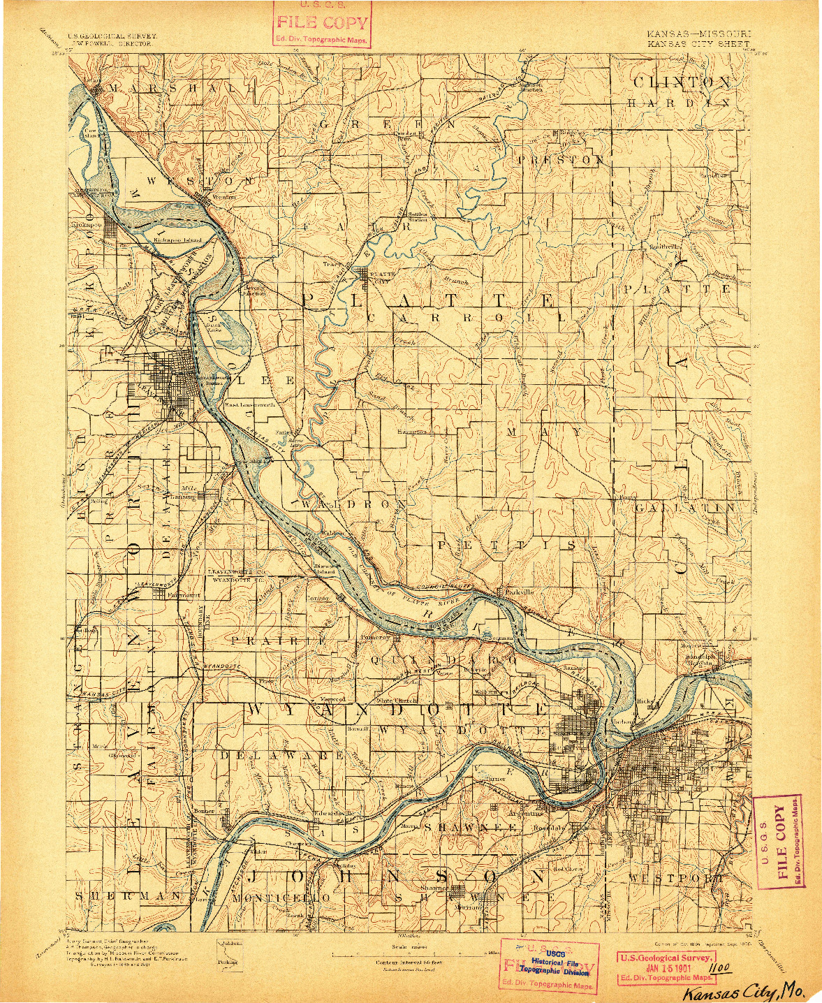 USGS 1:125000-SCALE QUADRANGLE FOR KANSAS CITY, KS 1894