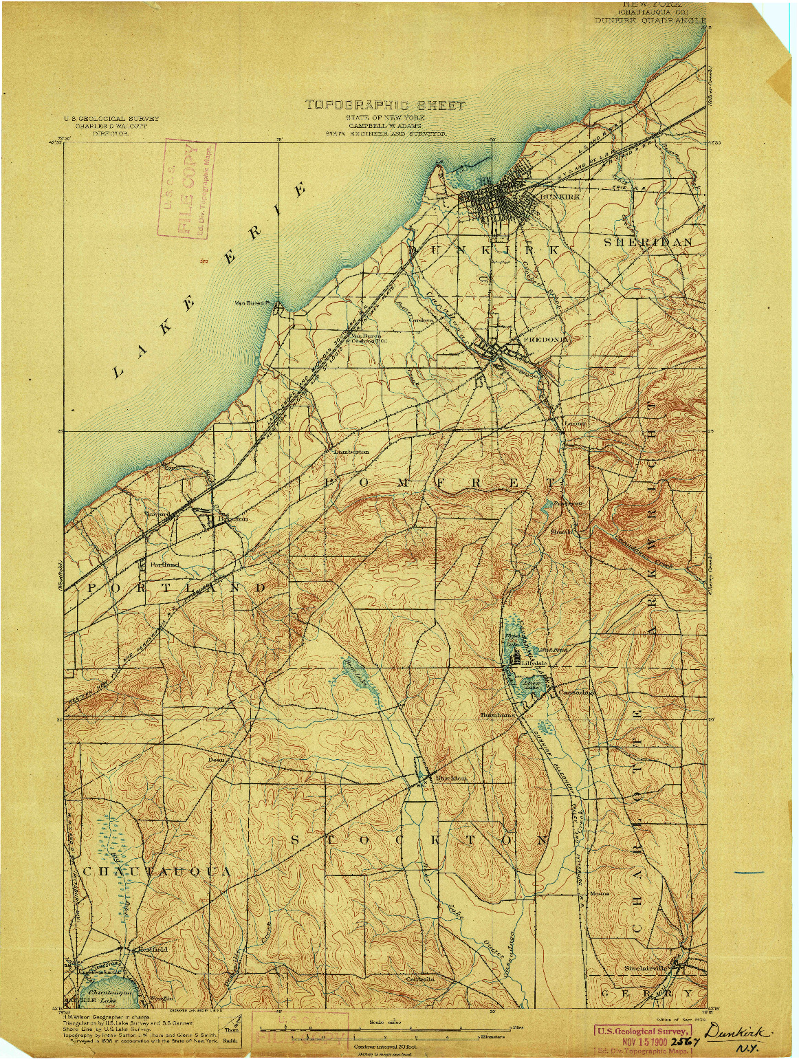 USGS 1:62500-SCALE QUADRANGLE FOR DUNKIRK, NY 1900