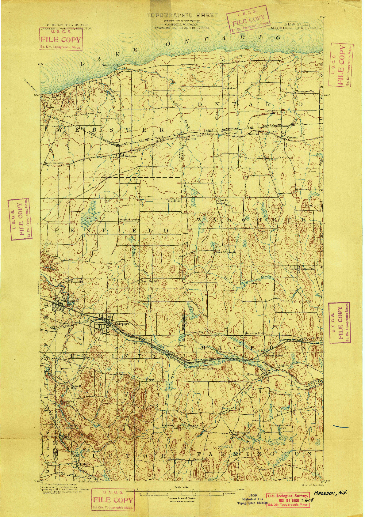 USGS 1:62500-SCALE QUADRANGLE FOR MACEDON, NY 1900