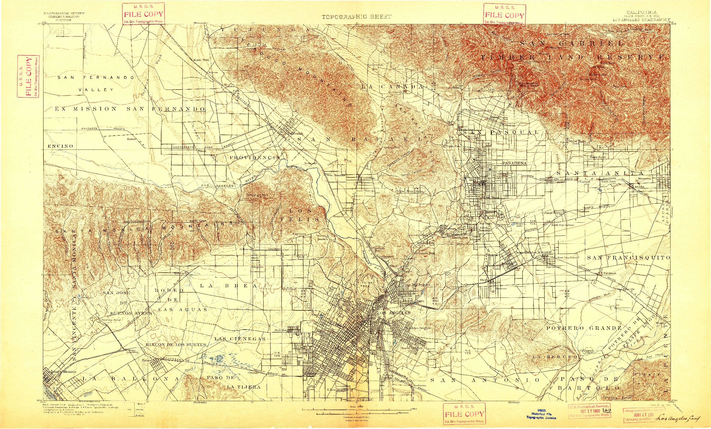 USGS 1:62500-SCALE QUADRANGLE FOR LOS ANGELES, CA 1900