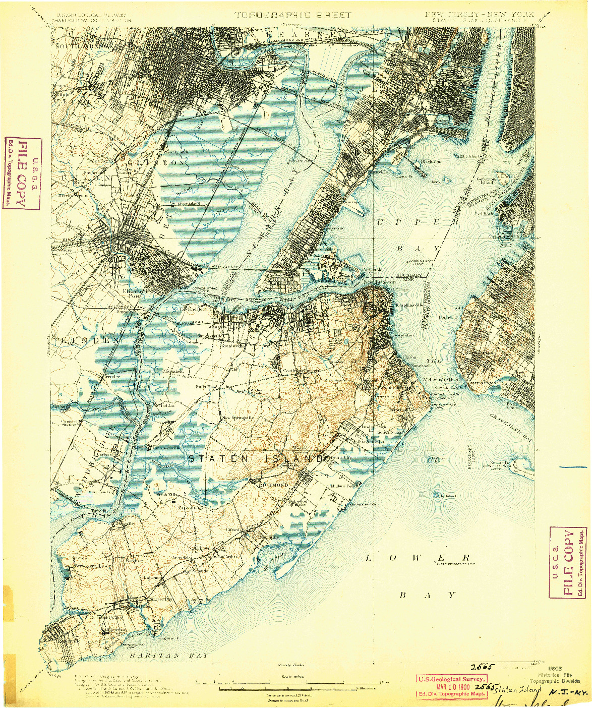 USGS 1:62500-SCALE QUADRANGLE FOR STATEN ISLAND, NJ 1900