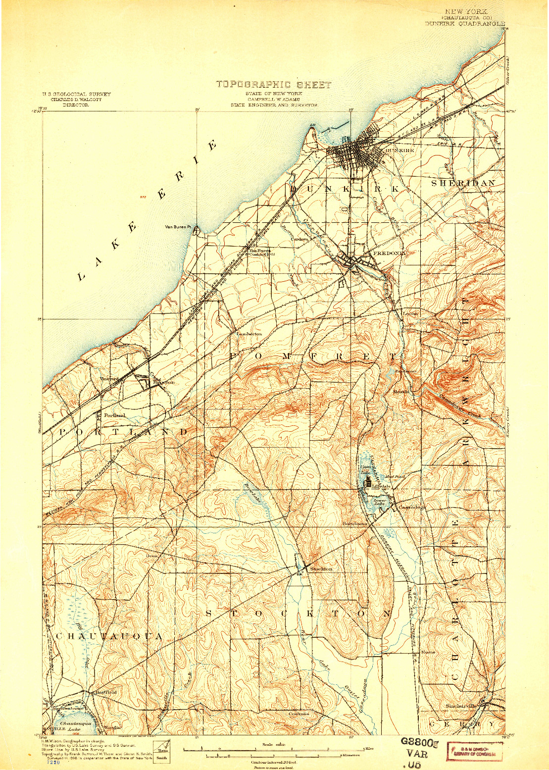 USGS 1:62500-SCALE QUADRANGLE FOR DUNKIRK, NY 1900