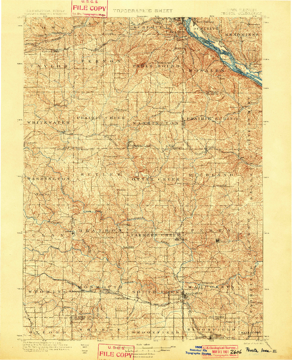 USGS 1:125000-SCALE QUADRANGLE FOR PEOSTA, IA 1901