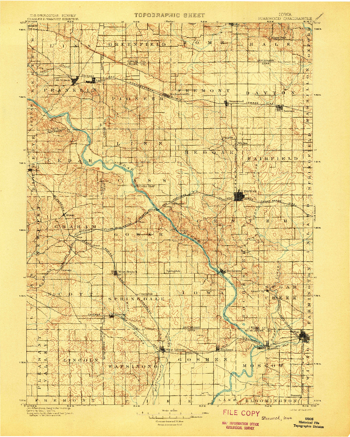 USGS 1:125000-SCALE QUADRANGLE FOR STANWOOD, IA 1901