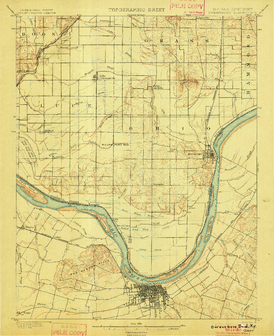 USGS 1:62500-SCALE QUADRANGLE FOR OWENSBORO, IN 1901