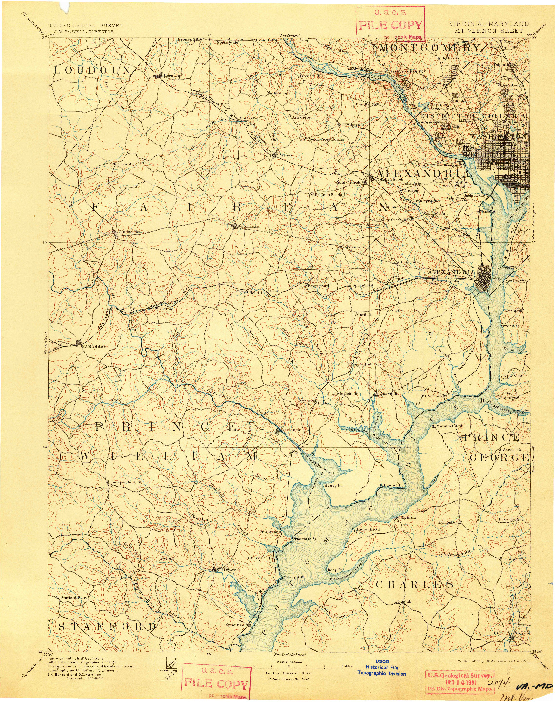 USGS 1:125000-SCALE QUADRANGLE FOR MT. VERNON, VA 1897