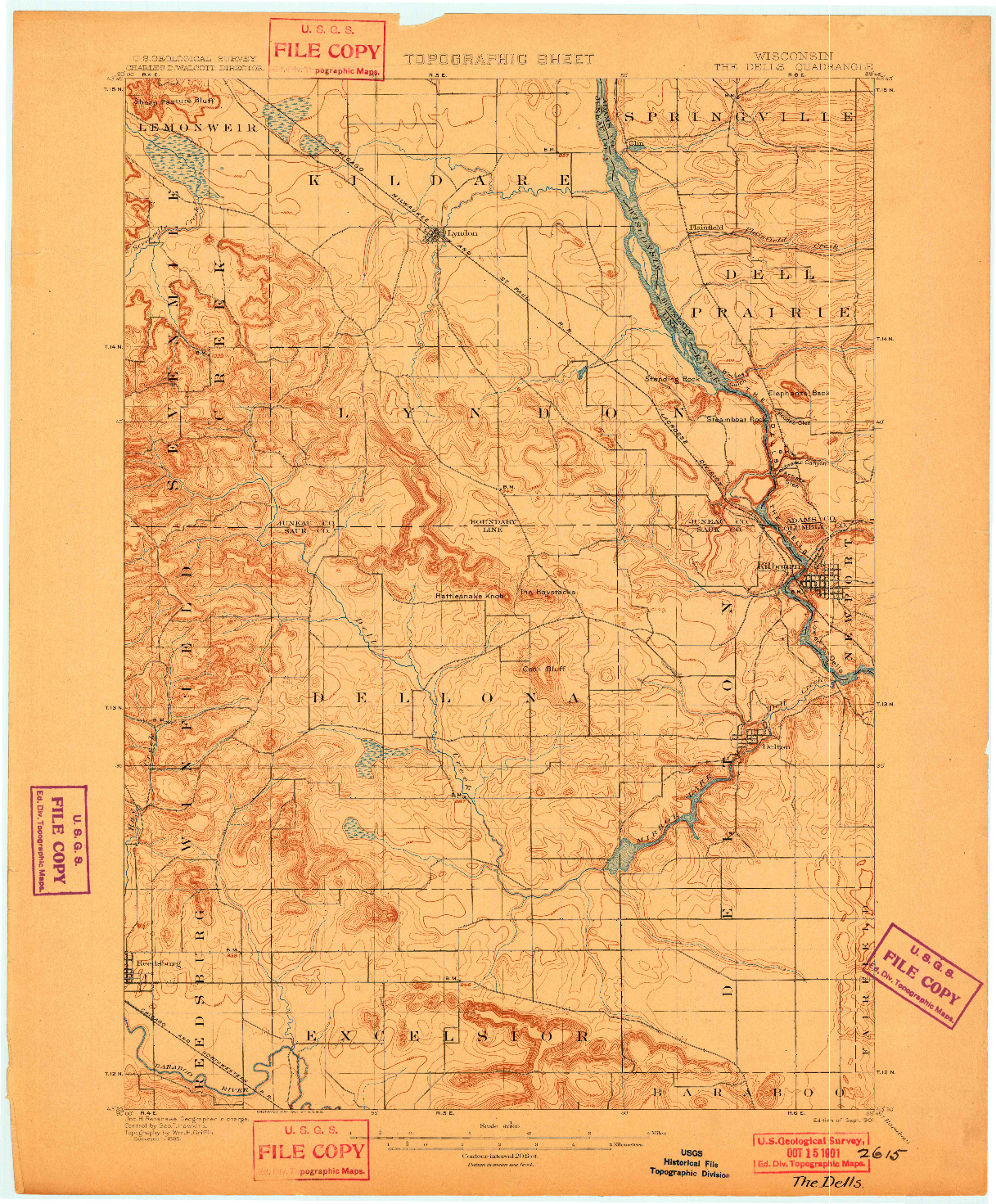 USGS 1:62500-SCALE QUADRANGLE FOR THE DELLS, WI 1901