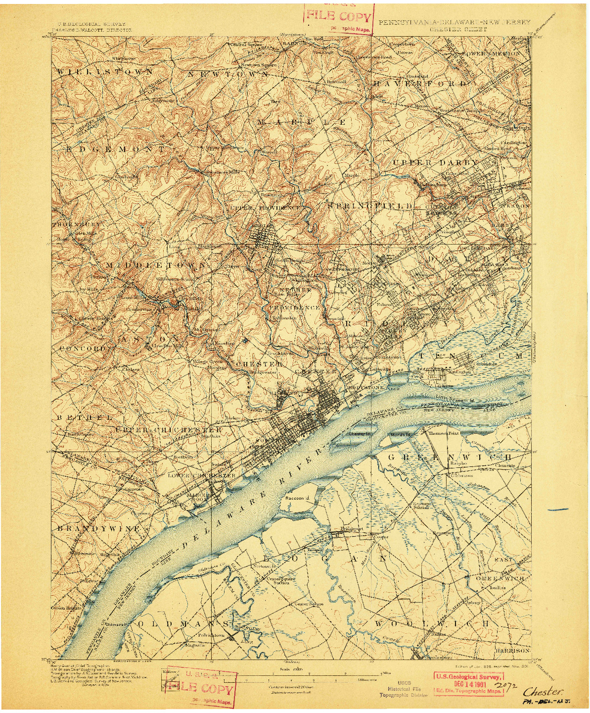 USGS 1:62500-SCALE QUADRANGLE FOR CHESTER, PA 1898