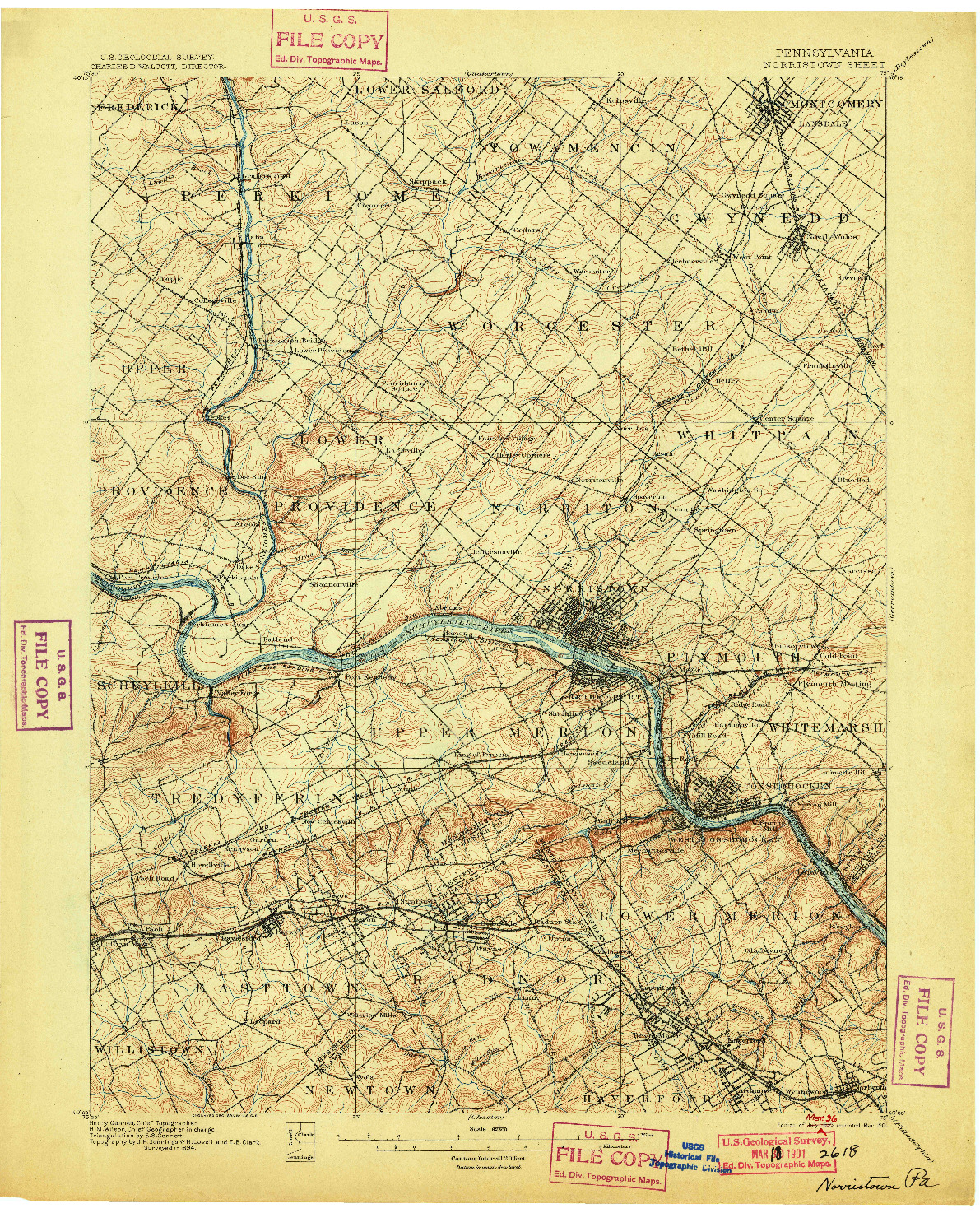 USGS 1:62500-SCALE QUADRANGLE FOR NORRISTOWN, PA 1895