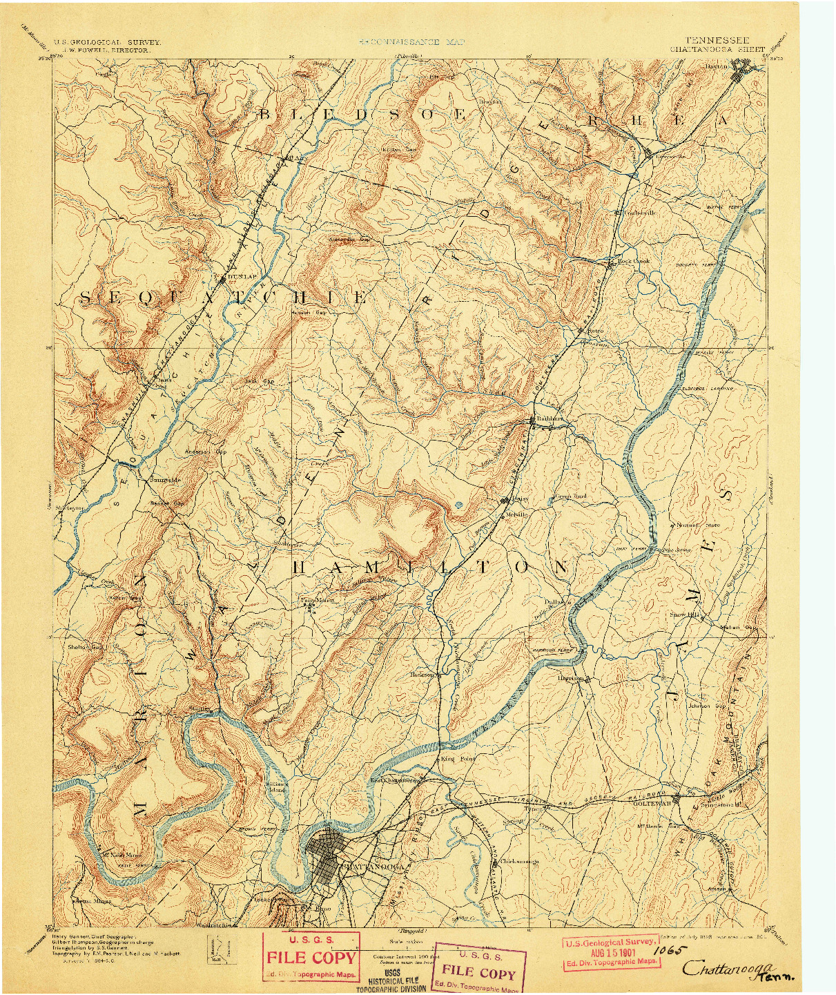 USGS 1:125000-SCALE QUADRANGLE FOR CHATTANOOGA, TN 1893