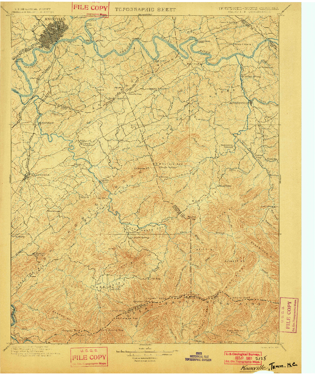 USGS 1:125000-SCALE QUADRANGLE FOR KNOXVILLE, TN 1901