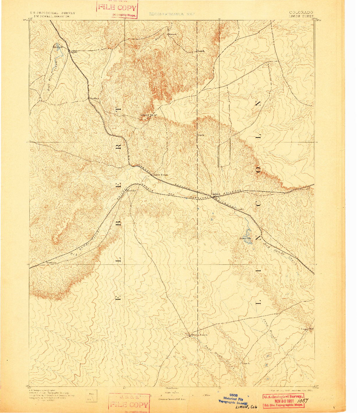 USGS 1:125000-SCALE QUADRANGLE FOR LIMON, CO 1892