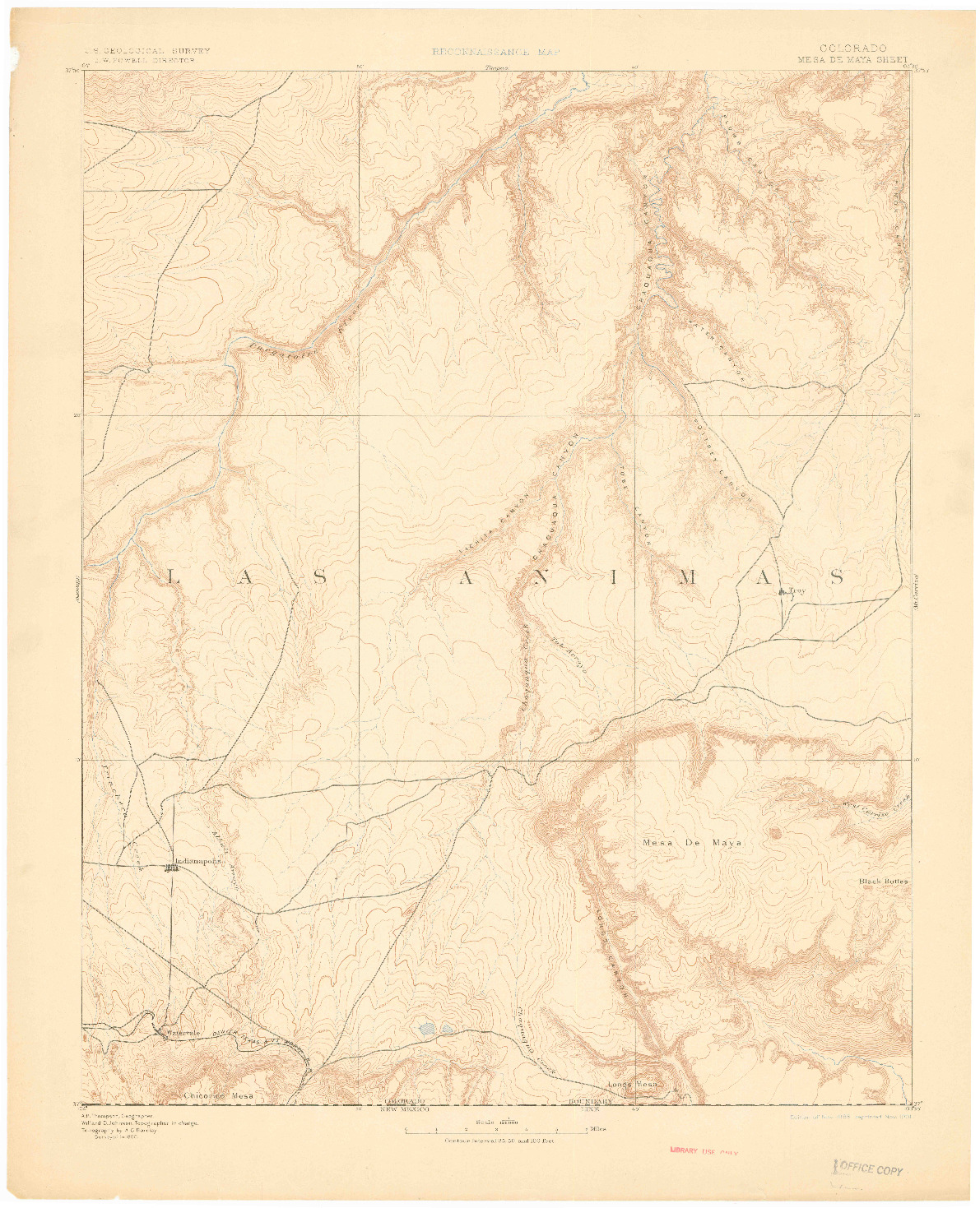 USGS 1:125000-SCALE QUADRANGLE FOR MESA DE MAYA, CO 1893