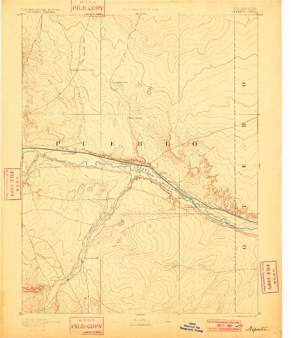 USGS 1:125000-SCALE QUADRANGLE FOR NEPESTA, CO 1893