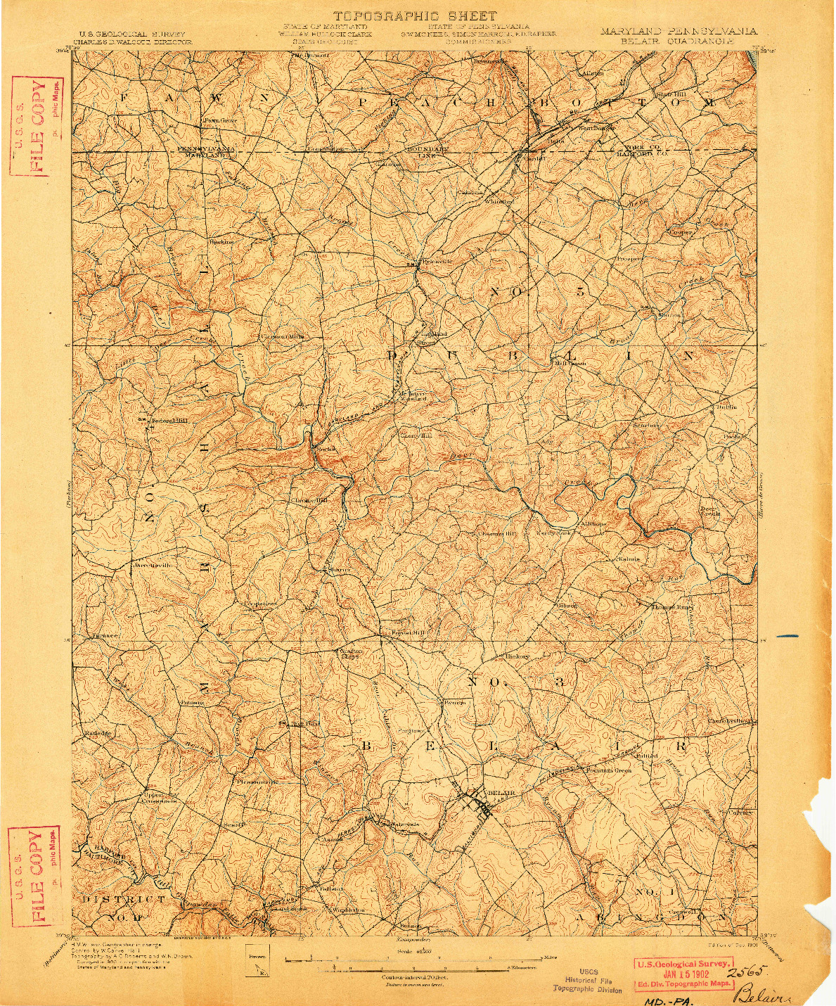 USGS 1:62500-SCALE QUADRANGLE FOR BELAIR, MD 1901