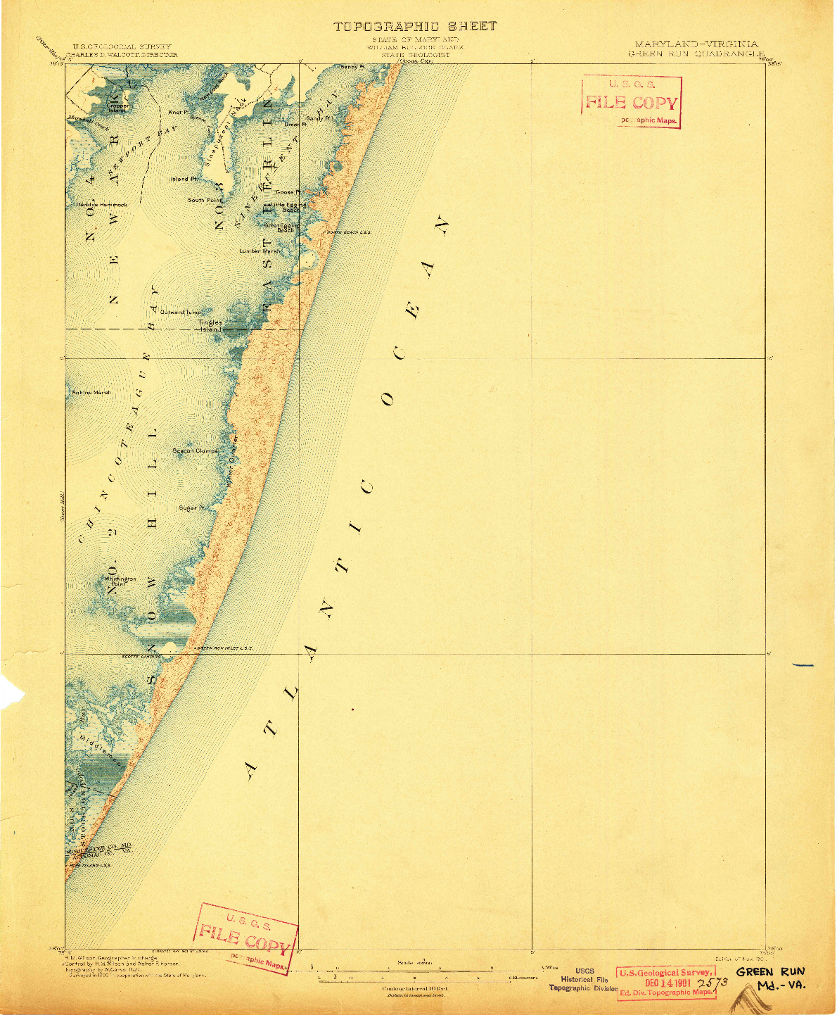 USGS 1:62500-SCALE QUADRANGLE FOR GREEN RUN, MD 1901