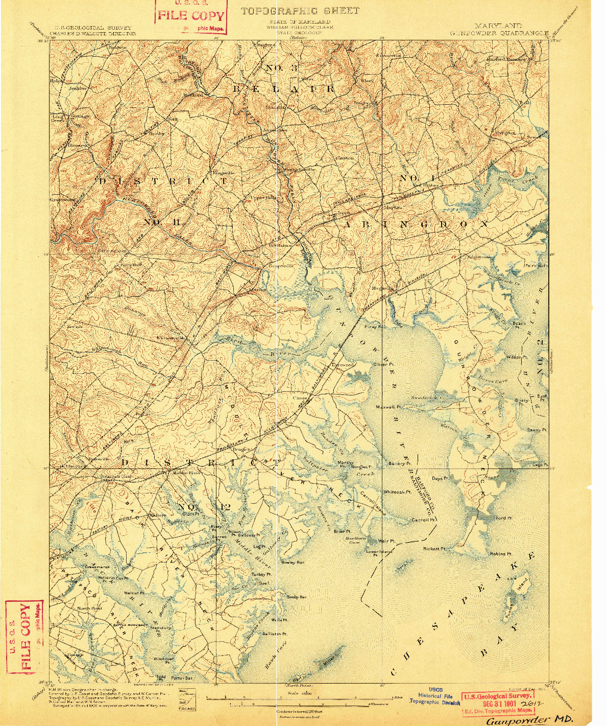 USGS 1:62500-SCALE QUADRANGLE FOR GUNPOWDER, MD 1901